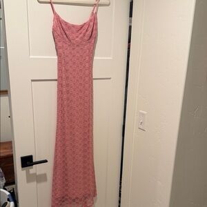 Bardot Pink Lace Maxi Dress